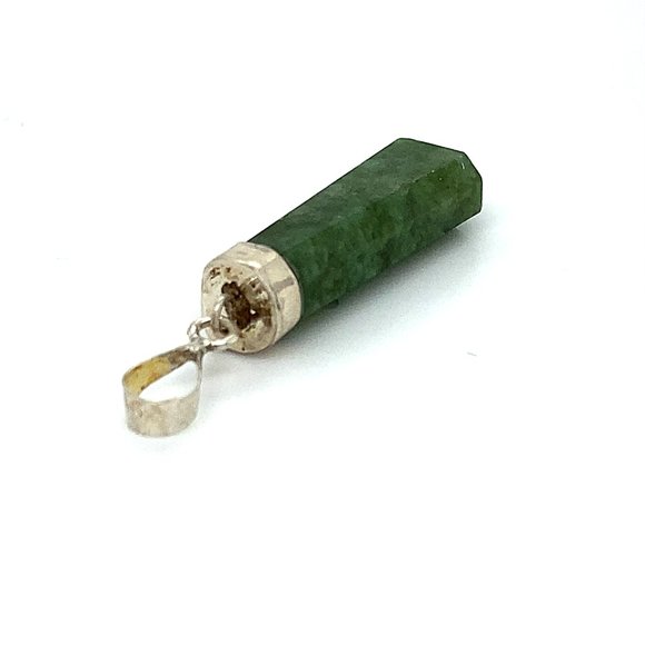 Nephrite Jade 22.10ct Solid 925 Silver Pendant - Picture 3 of 6